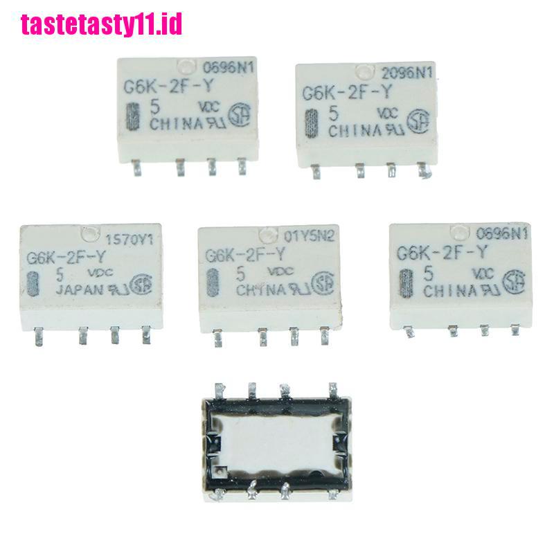 5pcs dc 5v smd g6k-2f-y signal relay 8 Pin Untuk omron