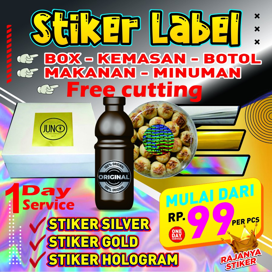 

8h stiker label dus logo olshop kemasan cetak silver gold produk kemasan