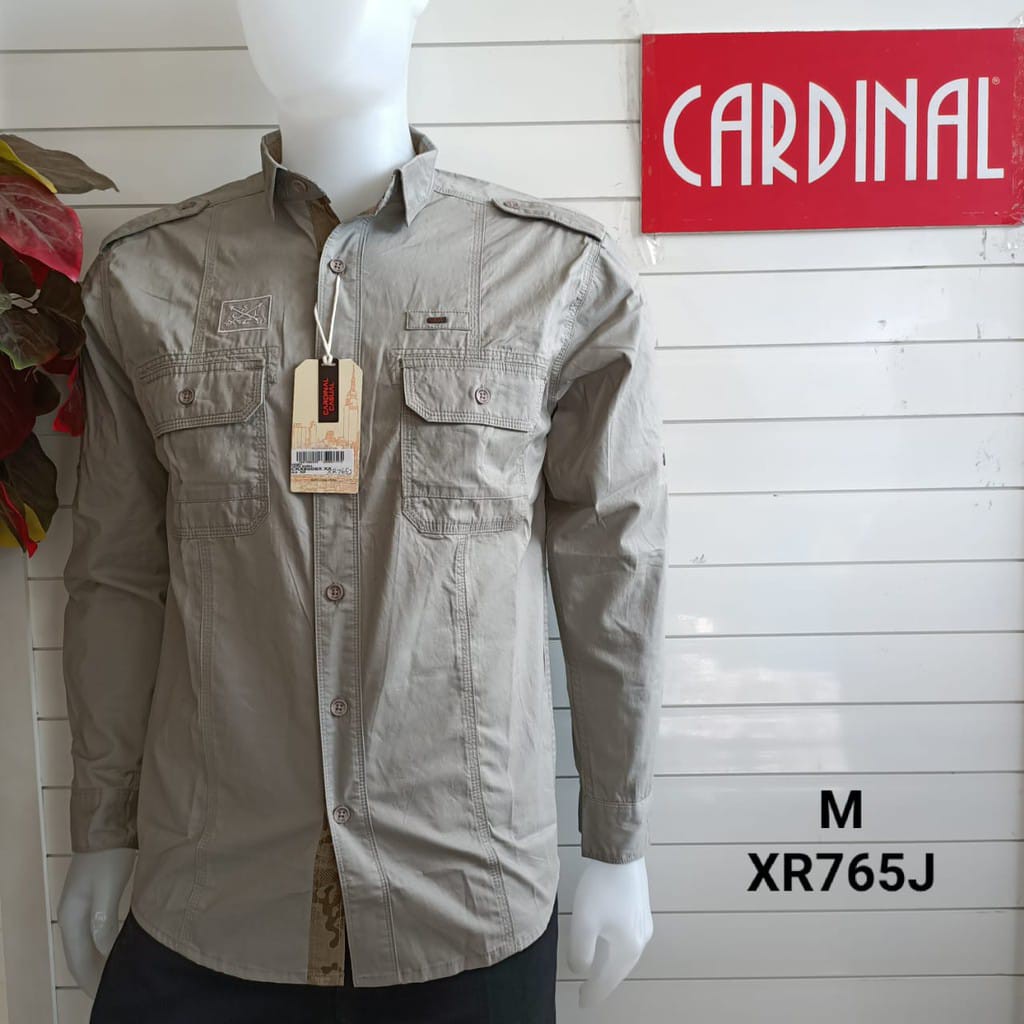 gos S-M CARDINAL KEMEJA CASUAL Pakaian Atasan Pria Kemeja Reguler Hem Casual Santai Lengan Panjang