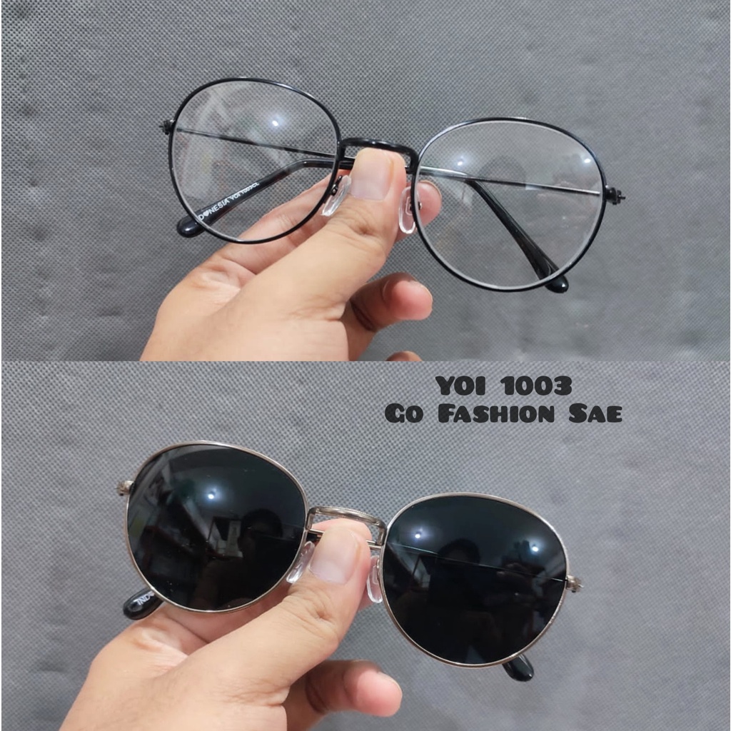 YOI 1003 New Kacamata Besi Oval Fashion Pria Dan Wanita Lensa Bening,Hitam | Kacamata Style Korea
