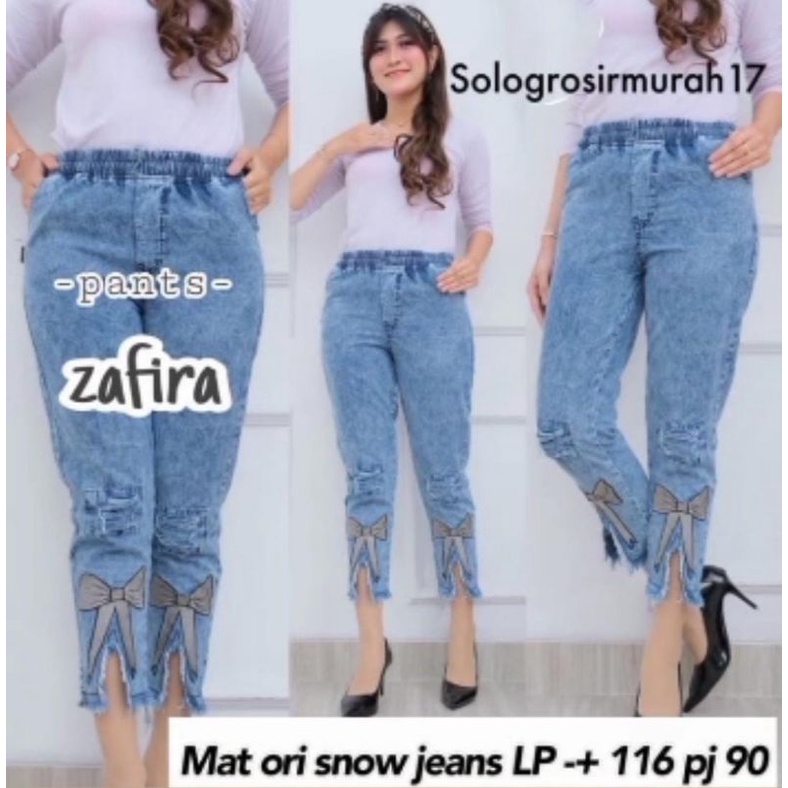 Celana Jeans Bordir Navata Lovi Pants Diamon Wajika Pita Cemapaka