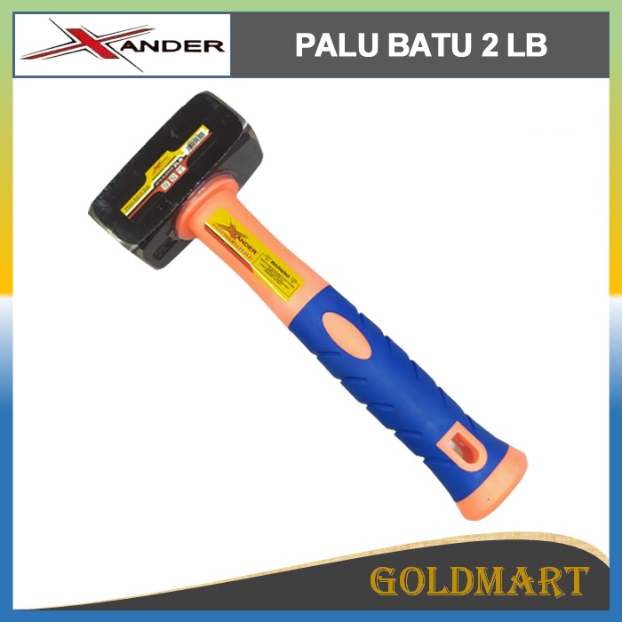 Palu Batu 2 LB Gg Karet Fiber Orange Xander Bobok Beton