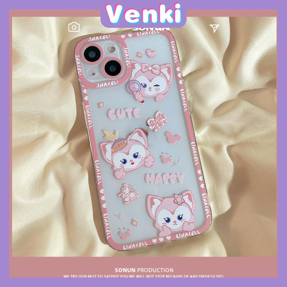 iPhone Case Silicone Soft Case Clear Case Square Edge Shockproof Protection Camera Cartoon Pink Cute Compatible For iPhone 11 iPhone 13 Pro Max iPhone 12 Pro Max iPhone 7 Plus xr