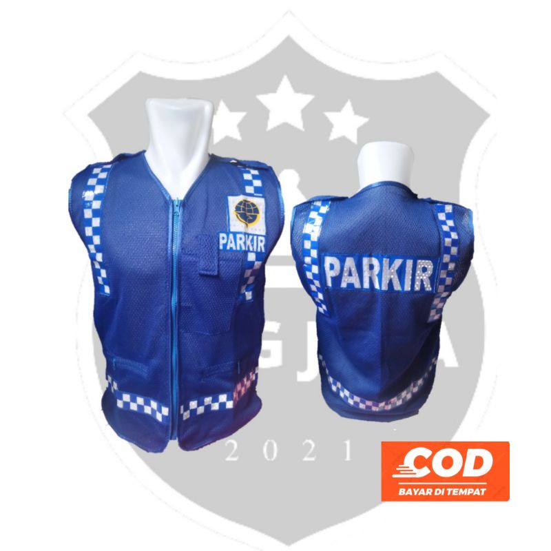 Rompi Petugas Parkir Bahan Jala Biru Navy Pariasi Scotlight Terbaru Size S_XXXL