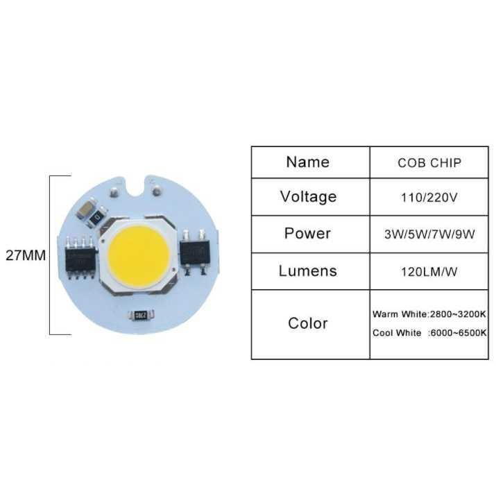 Chip Lampu SMD COB LED Epistar 220V 7W 6000~6500K - White