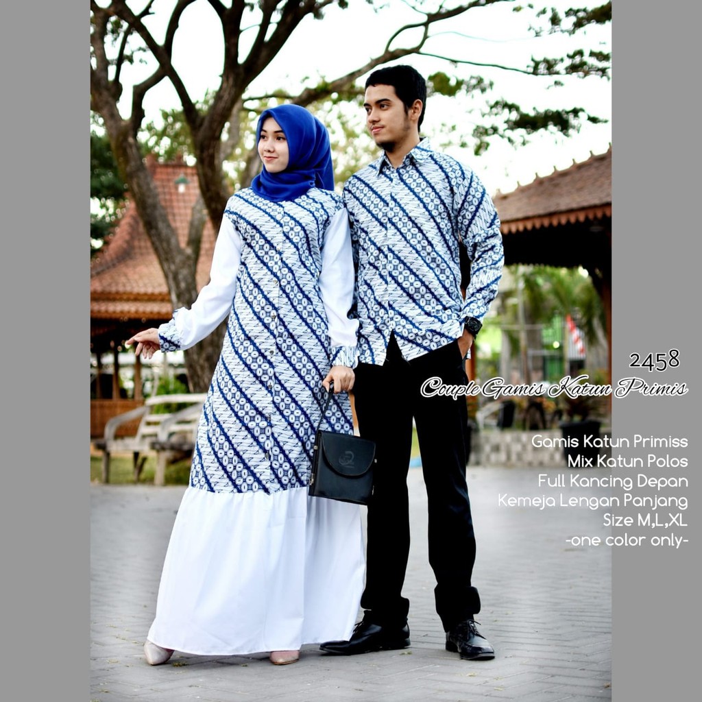 BAJU BATIK COUPLE MODEL GAMIS KATUN PRIMIS MIX KATUN POLOS T2458