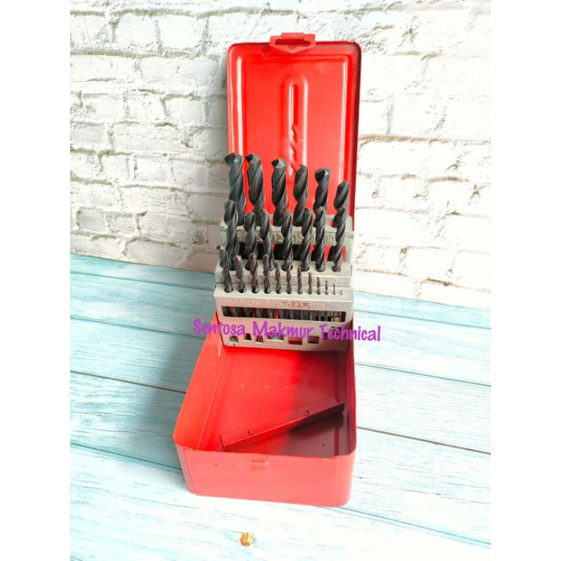 25PCS SET Mata Bor Besi HSS Twist Drill Bits 1mm - 13mm 25 Pcs