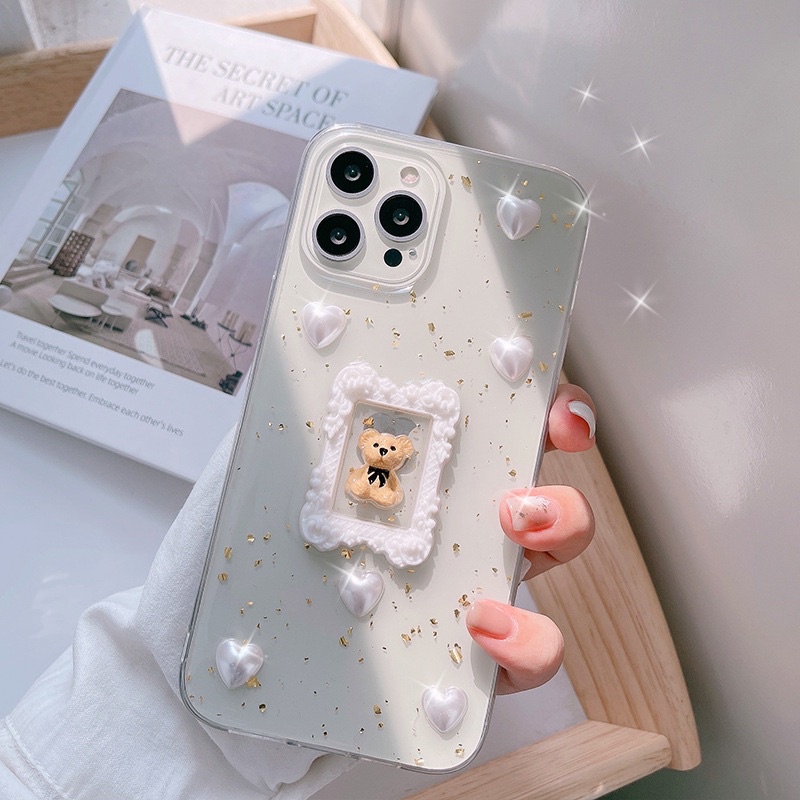 Bear 3D Case Samsung A22 A72 A52 XIAOMI REDMI NOTE 5 6 7 8 9 10 Pro Xiaomi Realme Vivo V21 Oppo A16