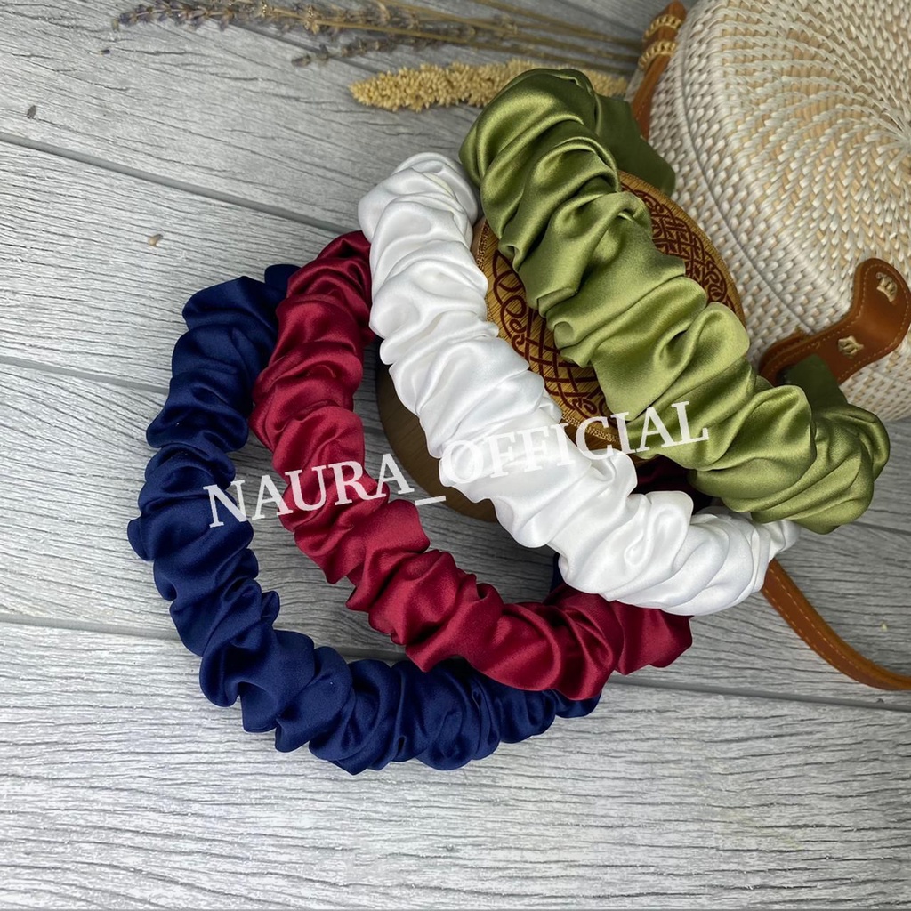 Bando scrunchie |Bando Awan warna shine ala korean style|Bando Scrunchie Satin Shine|Bando Korea