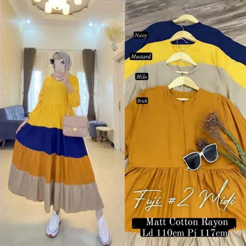 Fuji midi dress gamis muslim fashion remaja wanita