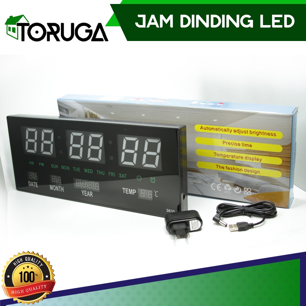 Jam Dinding Digital LED Meja Clock 3615 Merah Hijau - Fitur Kalender