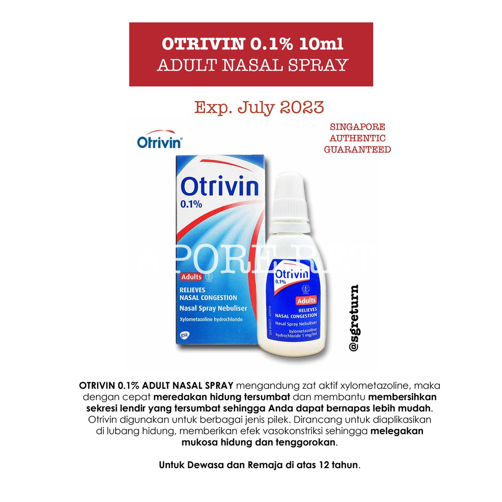 Otrivin 0.1% Adult Nasal Spray Tetes Hidung Dewasa - Singapore