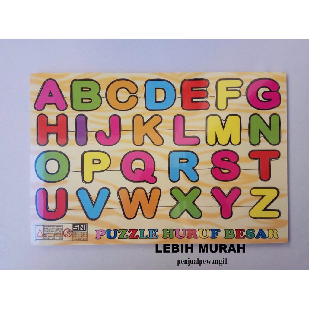 Mainan Edukasi Anak Puzzle Kayu Abjad Alphabet Huruf Besar Kapital