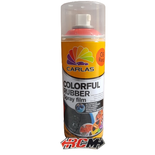 PILOX PILOK PYLOX CAT BODY BODI SEMPROT VELK VELEK VELG VELEG CARLAS COLORFUL RUBBER PAINT SPRAY FILM WARNA MERAH RED C6 400ML 400 ML ORI ORIGINAL CARLAS