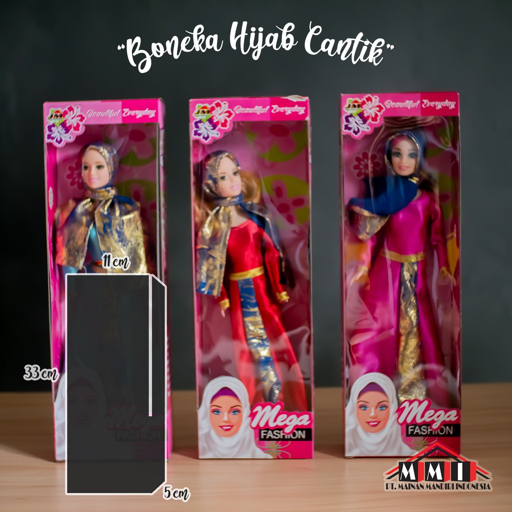 Mainan Boneka Hijab Muslimah Windows Box 3 Warna IR 3