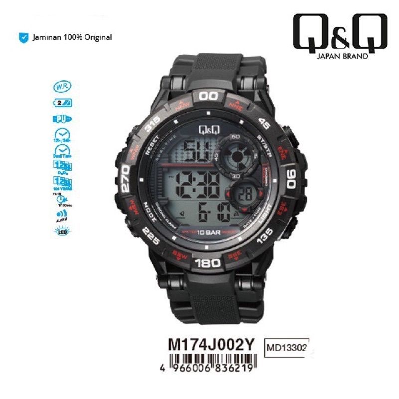 Q&amp;Q Jam Tangan Fashion Digital ORIGINAL M174 M174J Water Resist