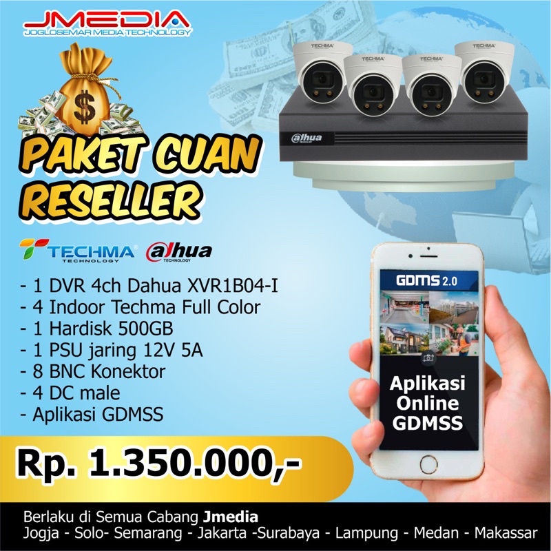 Paket Hemat 4 Kamera CCTV Full Color Online HP
