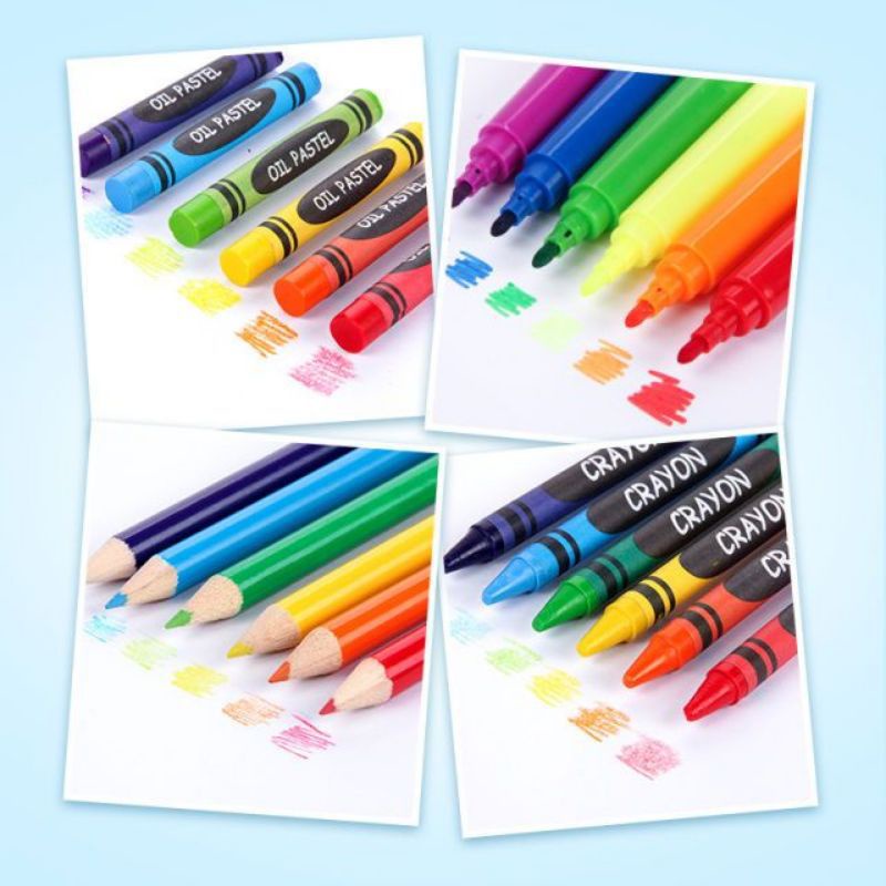 MJ88 Crayon Set 208 Pcs Alat Lukis Set Peralatan Menggambar Anak Super Murah