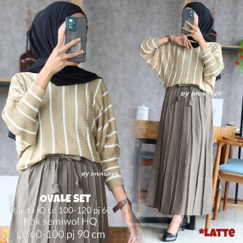 OVALE SET +ROK RAJUT BATWING