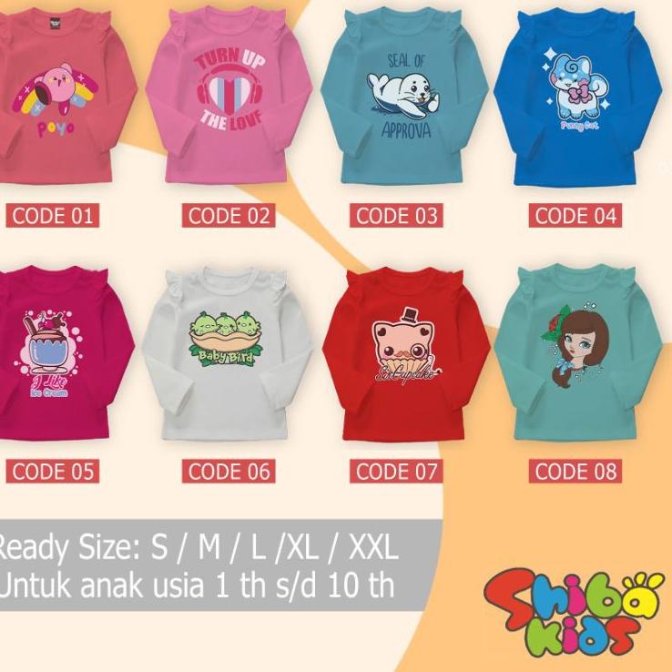 Kaos Anak Perempuan Lengan Panjang / Kaos anak cewe long sleeve shirt Merk SHIBAKIDS ✡➯ ➬