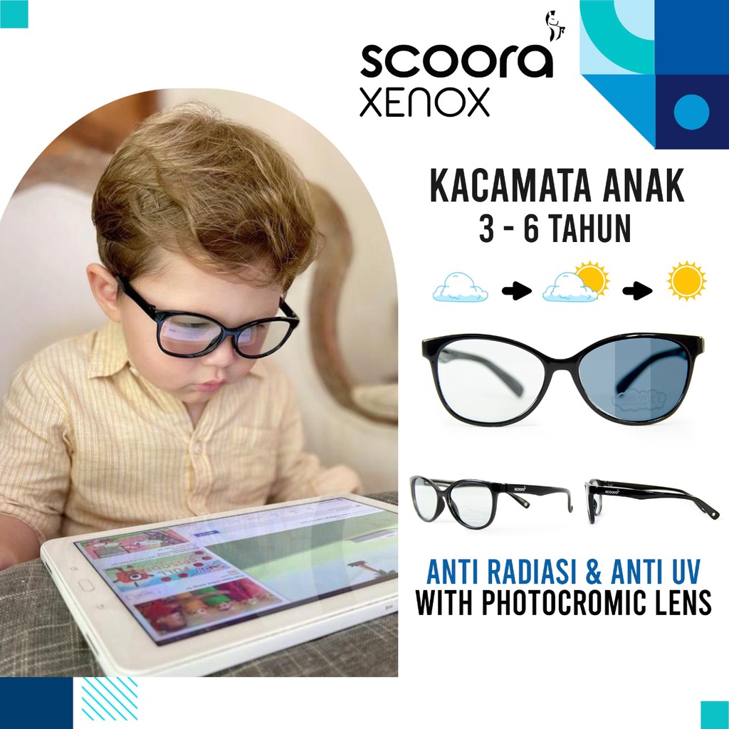 SCOORA Xenox Kacamata Anak (3 - 6thn) Anti Radiasi & Anti UV - Variasi Warna-1