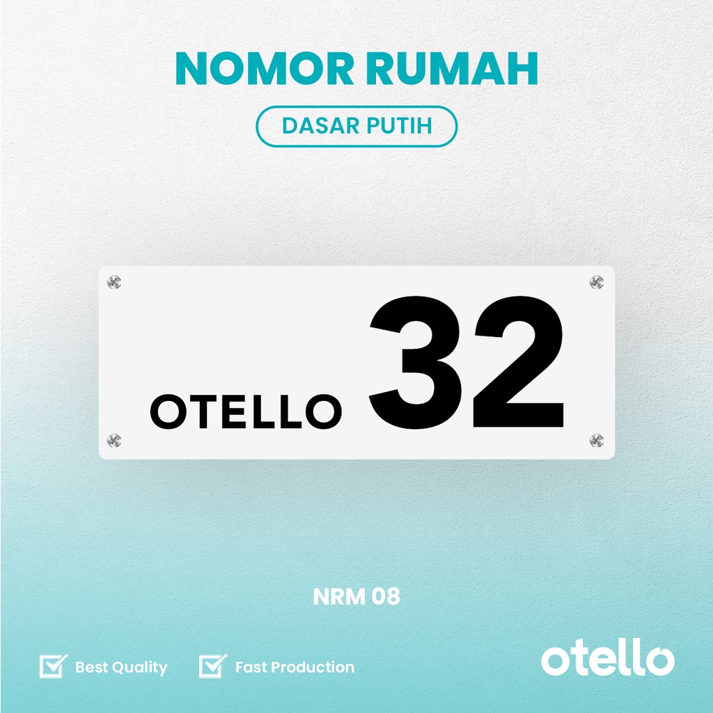 Otello Custom Nomor Rumah Akrilik Nomer Papan Alamat Rumah Minimalist Acrylic Timbul 3D NRM 08