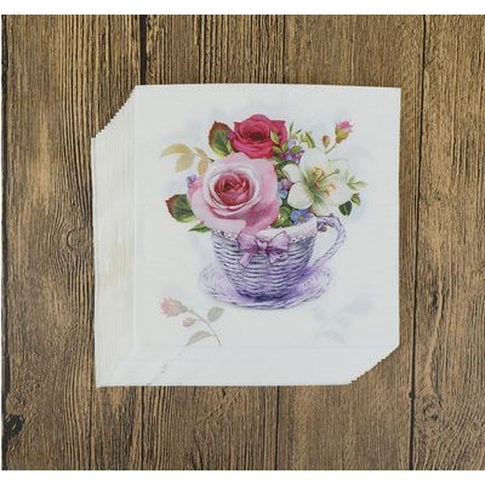 Decoupage Napkin - Tissue Decoupage 2Ply FL- A Cup of Flower