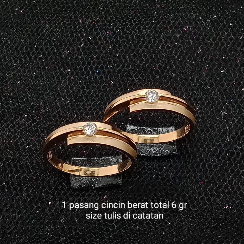 Cincin nikah Emas 17K - 1 Pasang 6 gr Kadar 750 - 470