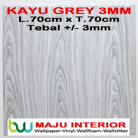 Wallpaper 3D Bata 70x77 cm Walpaper Dinding 3D Brick Foam Motif Anak Doraemon Hello Kitty Stiker-Kayu Grey 3mm