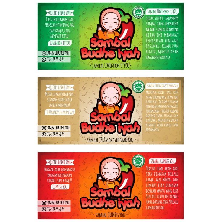 

Sambal 3 set varian sambal CUMI, sambal Lombok Ijo, sambal TERI