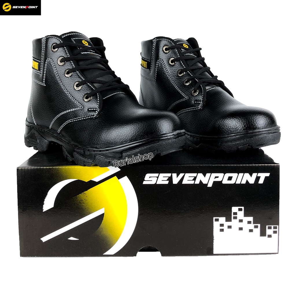 Sepatu Safety Pria Wanita Boots Original Sevenpoint Ujung Besi Proyek Lapangan Sefty Septy Septi Shoes BS 07