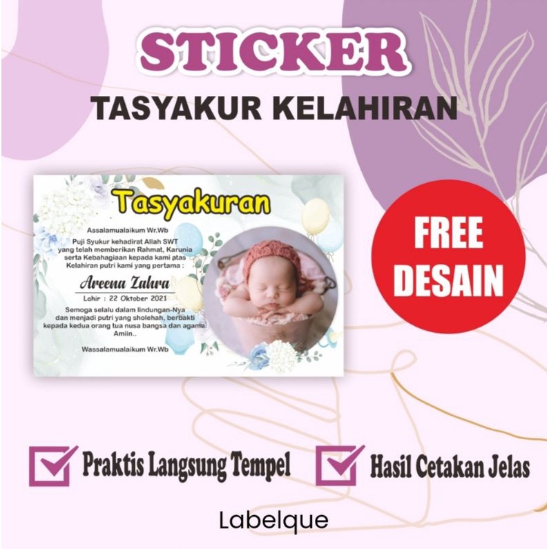 [MINIMAL ORDER 100pcs] Sticker Tempel Nasi Box Tasyakuran Kelahiran 40 Hari Bayi Baru Lahir Stiker S