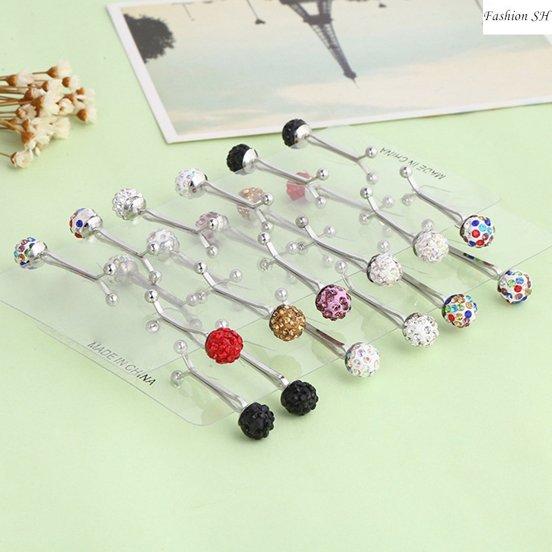 12pcs bros Pin Bola Kristal Warna Campur Untuk Hijab Turki M20022