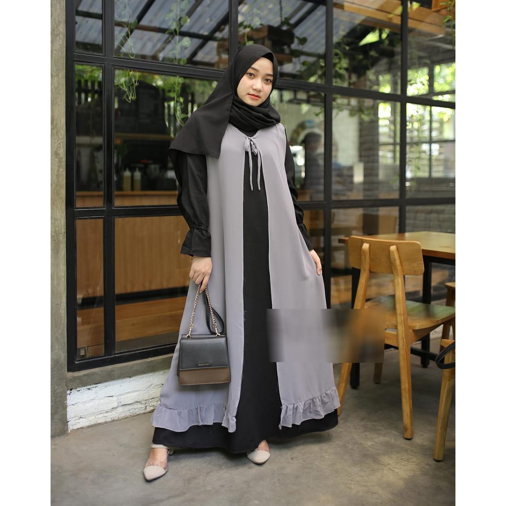 LANARA MAXI Matt kos Wafle Baju Hijab Panjang Simple Gaun Kerja Trendy Gamis Muslimah Murah