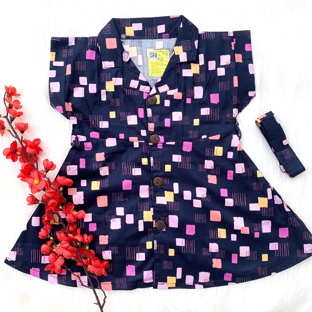 Baju casual dress gambar lucu pergi jalan fashion anak bayi cewek perempuan murah bestseller -tia