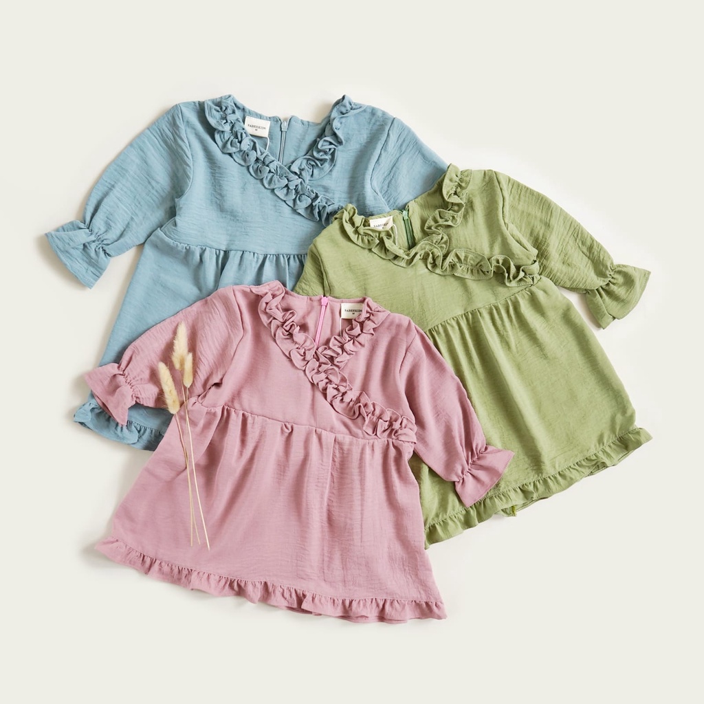 DRESS ANAK MACARON BY SABEEKIDS BAJU ANAK PAKAIAN PEREMPUAN DRESS LENGAN PANJANG 1 - 5 TAHUN