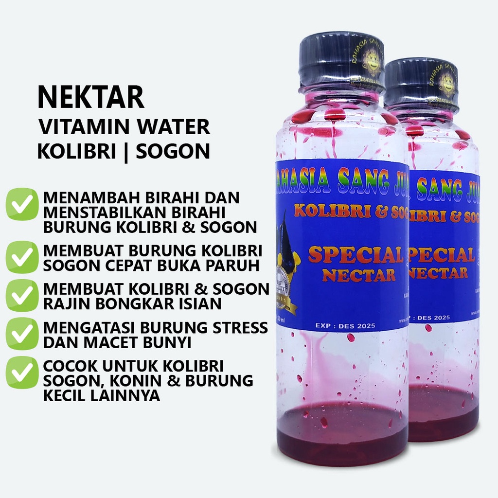 NEKTAR KOLIBRI SOGON KONIN VITAMIN WATER PAKAN INSTAN PENGGANTI KROTO