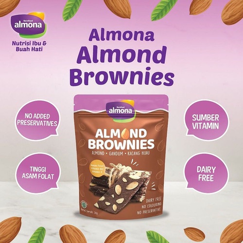 ALMONA ALMOND COOKIES BROWNIES 50GR DAN ALMONA ALMOND COOKIES BUSUI FRIENDLY | SNACK SEHAT CEMILAN DIET GANDUM KACANG HIJAU