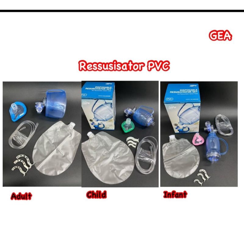 Ambubag/ Resusitator PVC Bayi,Anak,Dewasa GEA