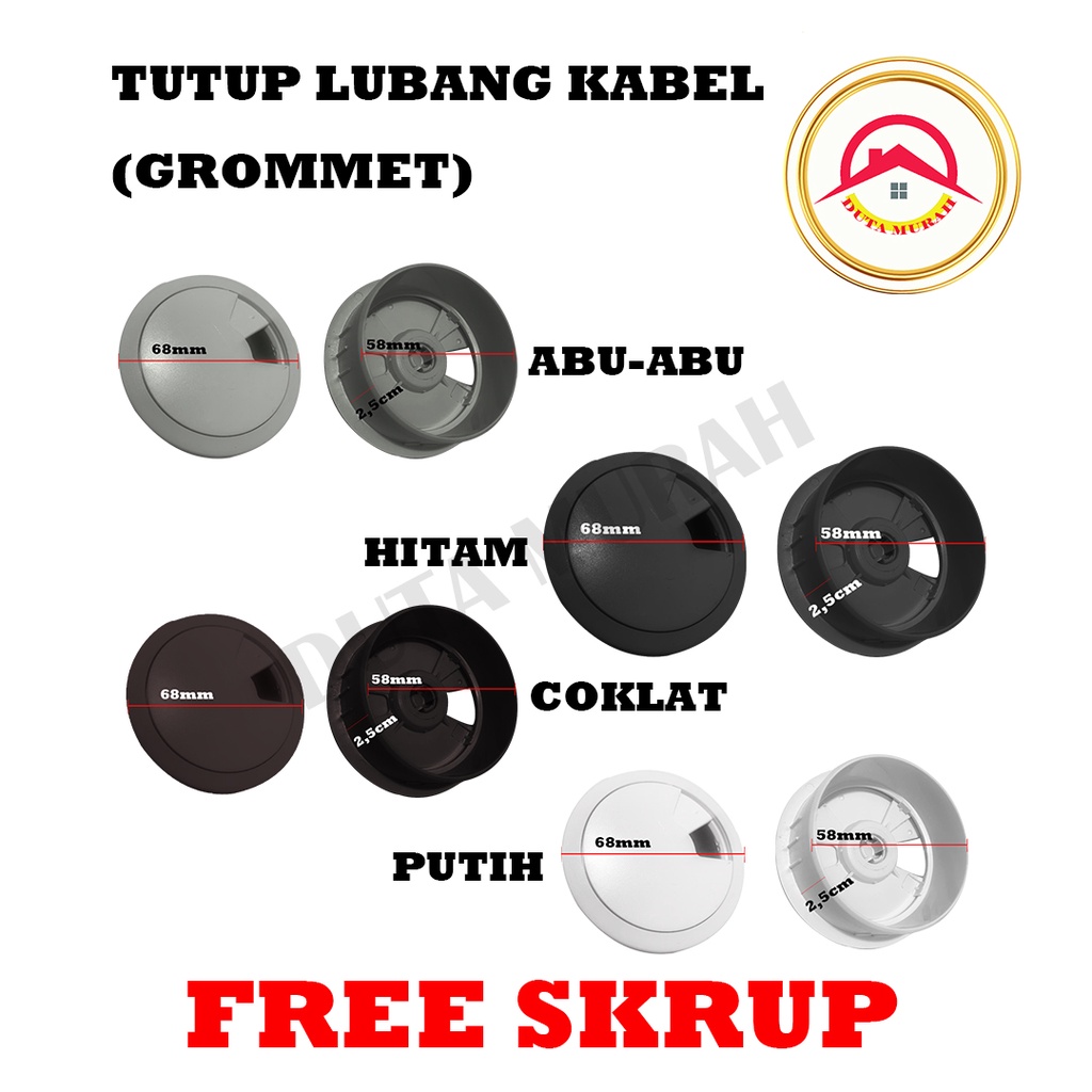 Tutup Lubang Kabel Grommet Plastik (1 pcs)