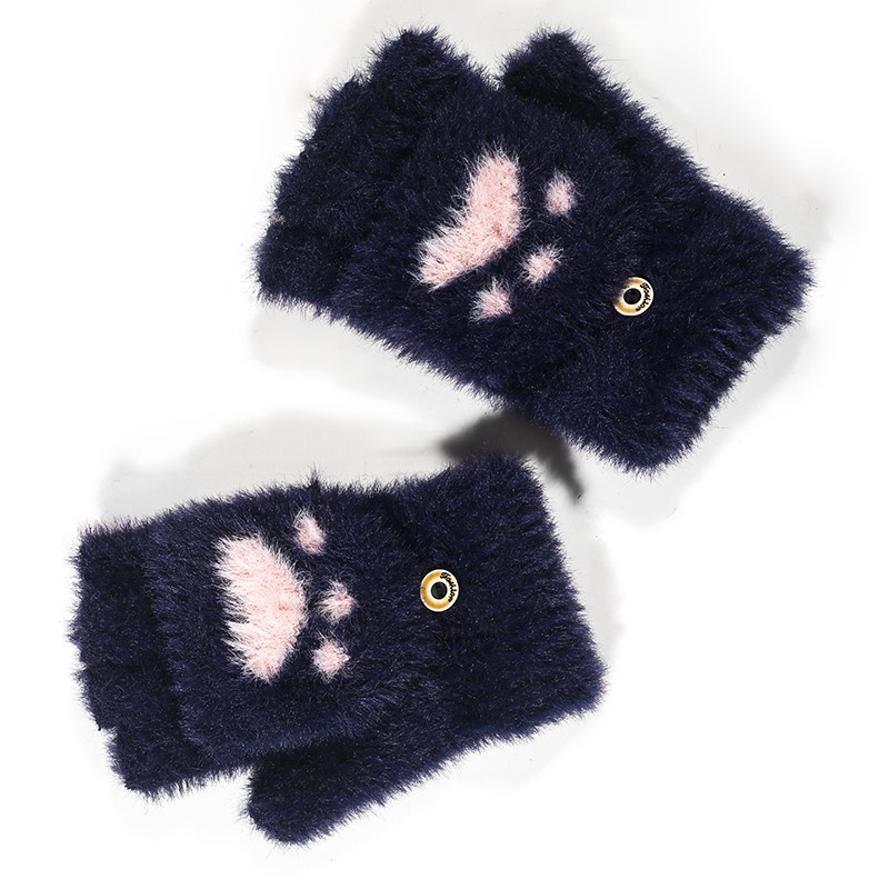 KN-37 sarung tangan bulu paw kucing nekomimi musim dingin wanita winter gloves half finger