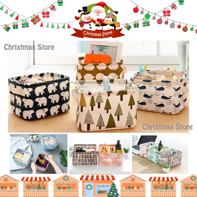 Kotak Penyimpanan Serbaguna MOTIF TERLENGKAP Canvas Storage Organizer Kanvas Natural Toy Storage Box