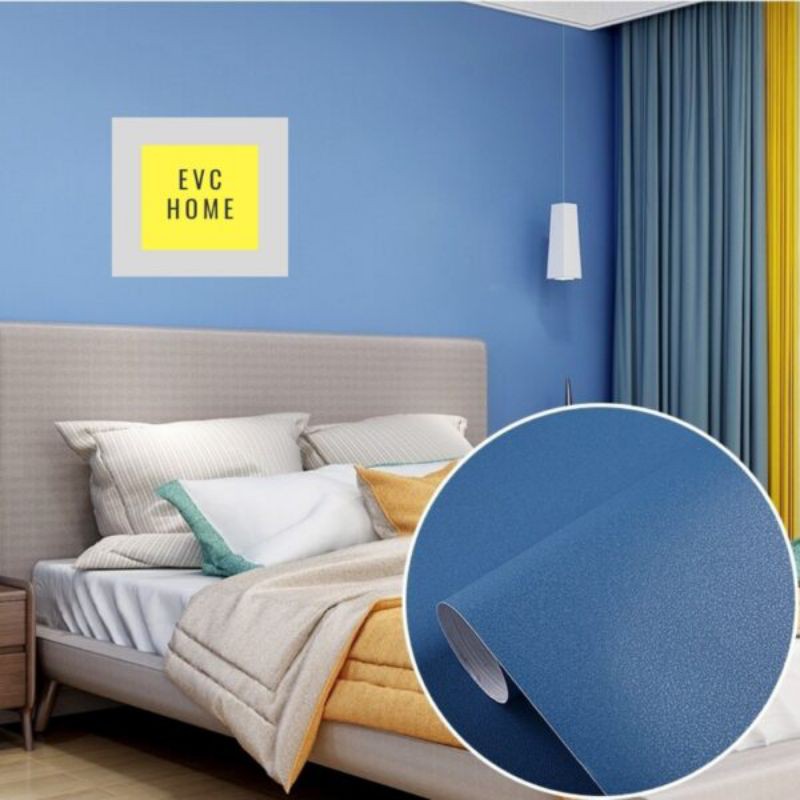 Walpaper stiker dinding polos warna biru