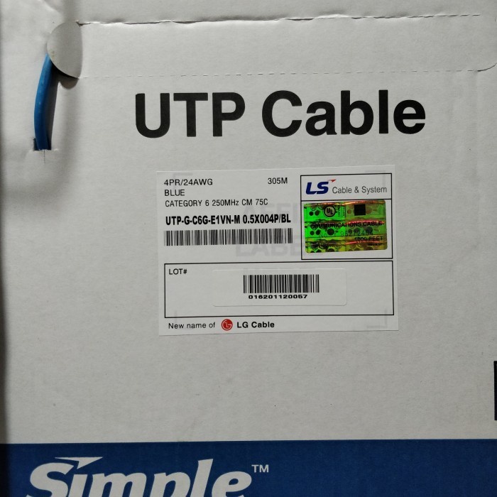 Eceran Kabel LS Simple UTP Cat.6 Gigabit ORIGINAL dijual per meter