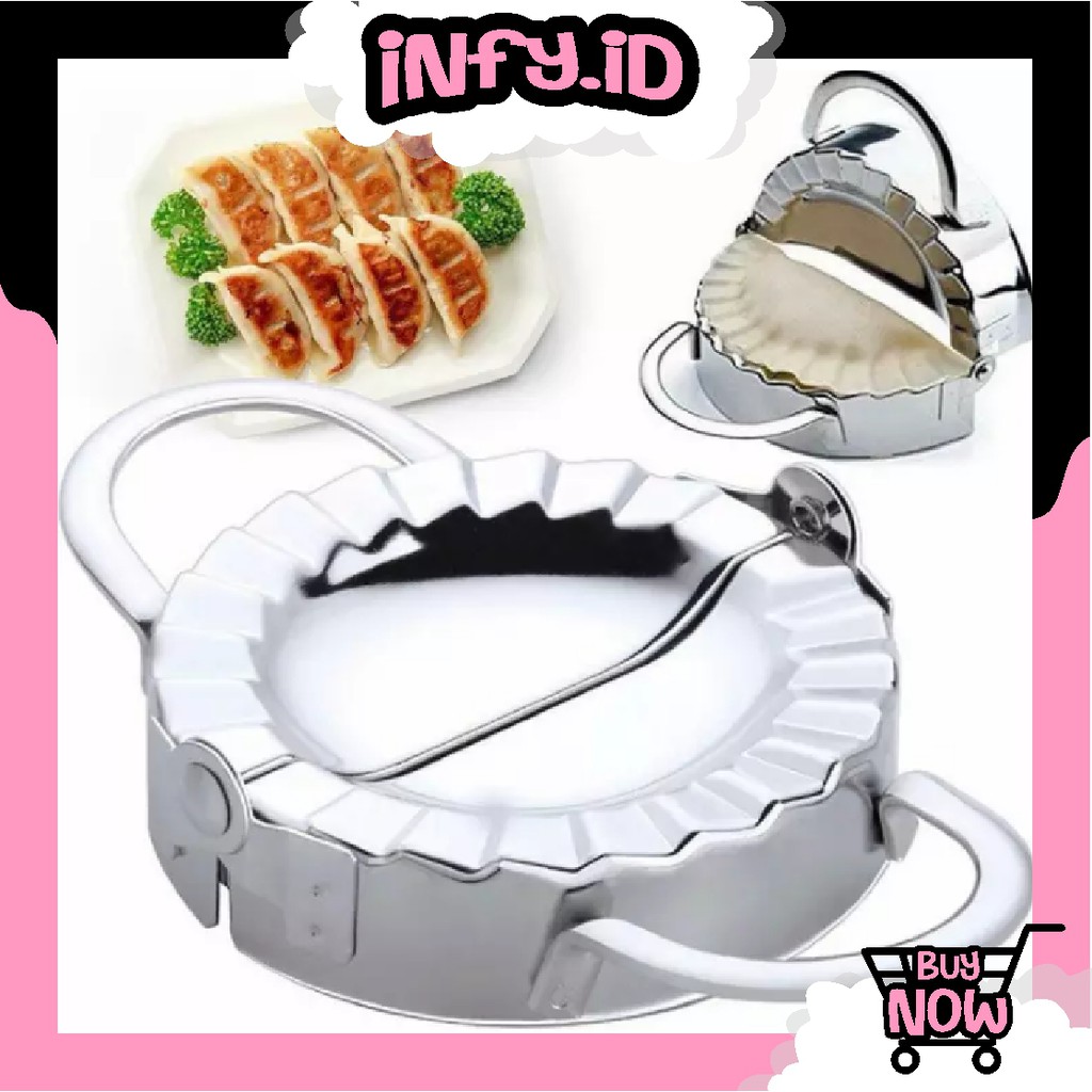 INFY - CETAKAN PASTEL PANGSIT DUMPLING SS STAINLESS ALAT ROUND SILVER DIMSUM DUMPLING MOLD R358