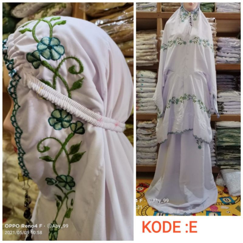 mukena bordir potongan/mukena bordir polino/mukena atasan lengan