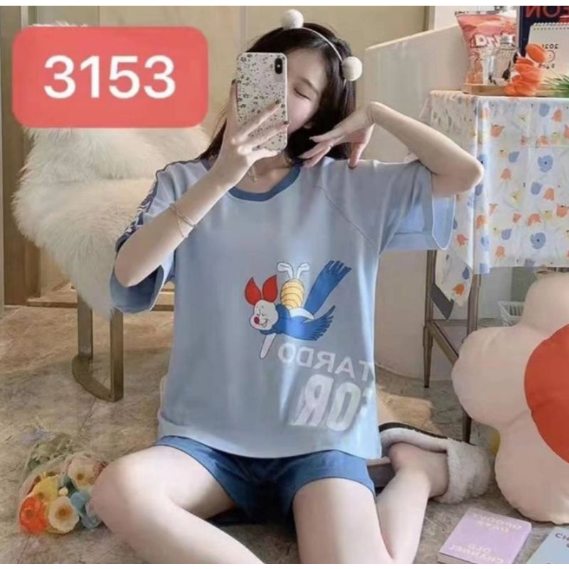 C09-C Baju Tidur Wanita Dewasa Celana Pendek Piyama Model Kemeja HP Import Korea