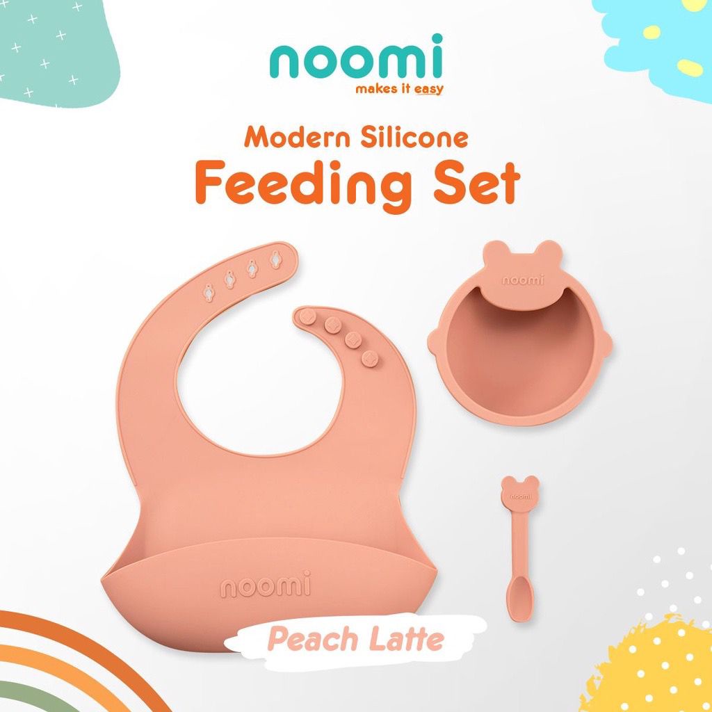 Noomi Modern Silicone Feeding Set Bib Tempat Makan Bayi