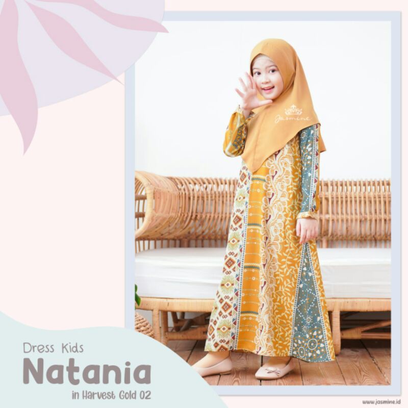 Natania  Dress Muslim  Anak Perempuan / Baju Gamis Batik Anak Perempuan