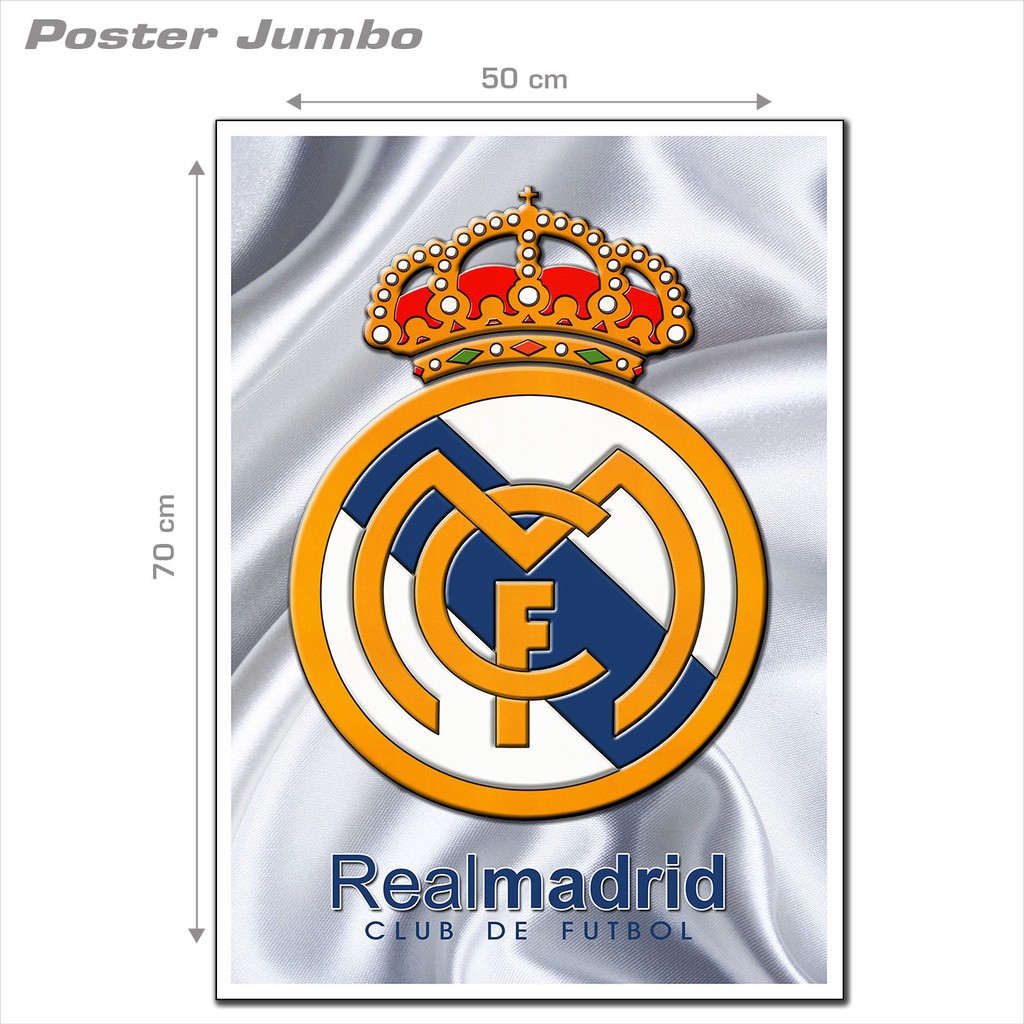 Cod Poster Jumbo Logo Real Madrid Fc Fcl56 50 X 70 Cm Shopee Indonesia